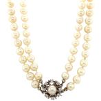 Parel collier met witgouden diamant sluiting 14 krt, Ophalen of Verzenden, Nieuw