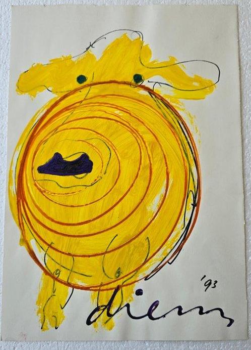Peter Diem (1945) - Cow in Field, Antiek en Kunst, Kunst | Schilderijen | Modern