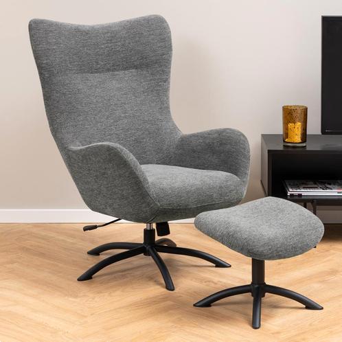 *WOONWINKEL* Verstelbare Fauteuil Met Voetenbankje Grijs, Huis en Inrichting, Fauteuils, Nieuw, Verzenden