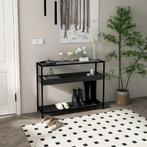TRUUSK Console Tafel met Glazen Plaat - Stalen Frame - 2 Pla, Verzenden