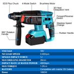 Boor Hamer PROF 800W SDS 26MM past op Makita Accu 18V LXTXT
