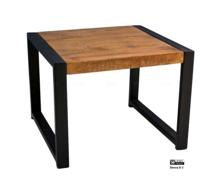 Salontafel Britt vierkant mangohout 60x60 cm - Naturel, Huis en Inrichting, Tafels | Salontafels, Nieuw, Ophalen of Verzenden
