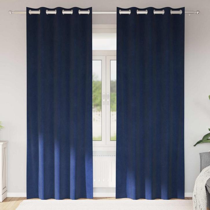 vidaXL Verduisterende gordijnen 2 pcs Donkerblauw 140 x 260, Huis en Inrichting, Stoffering | Gordijnen en Lamellen, Blauw, Nieuw