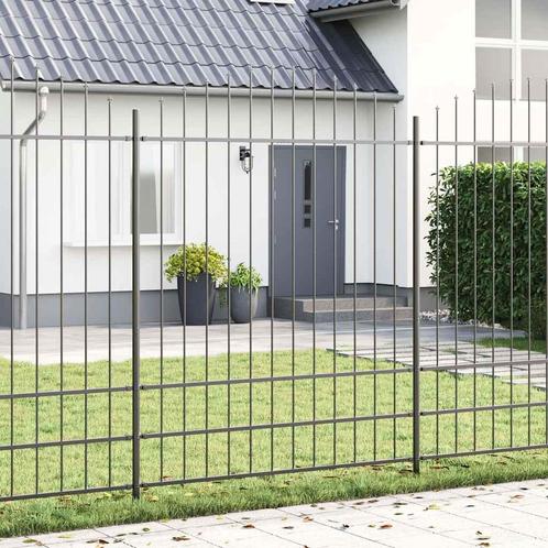 vidaXL Tuinafscheiding met Hoepeltop Grijs 5,1x2 m Staal, Tuin en Terras, Schuttingen, Nieuw, IJzer, Verzenden