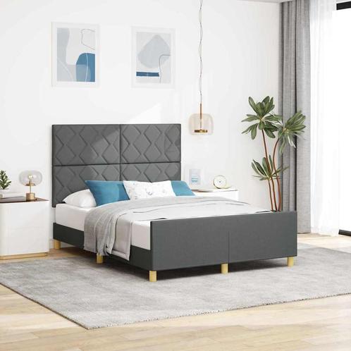 vidaXL Bedframe met hoofdeinde Donkergrijs 160 x 200 cm Stof, Huis en Inrichting, Slaapkamer | Bedden, Grijs, Nieuw, Stof, Verzenden