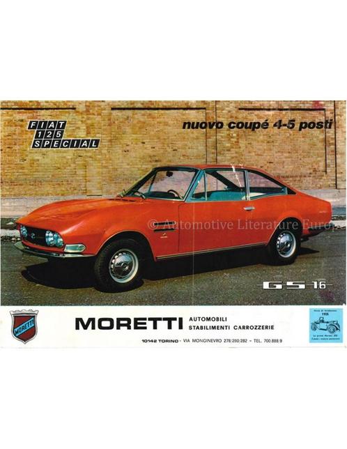 1969 MORETTI FIAT 125 SPECIAL LEAFLET ITALIAANS, Boeken, Auto's | Folders en Tijdschriften