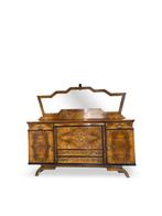 Credenza - Wortelnotenhout, Hout, Messing, spiegel