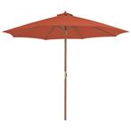 vidaXL Parasol met houten paal 300 cm terracotta, Verzenden, Nieuw, 3 tot 4 meter
