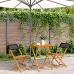 vidaXL 3-delige Bistroset poly rattan en massief hout zwart, Tuin en Terras, Tuinsets en Loungesets, Verzenden, Nieuw, Hardhout