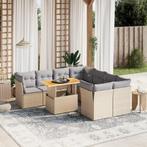 vidaXL 9-delige Loungeset met kussens poly rattan beige, Tuin en Terras, Tuinsets en Loungesets, Verzenden, Nieuw, Rotan, Loungeset