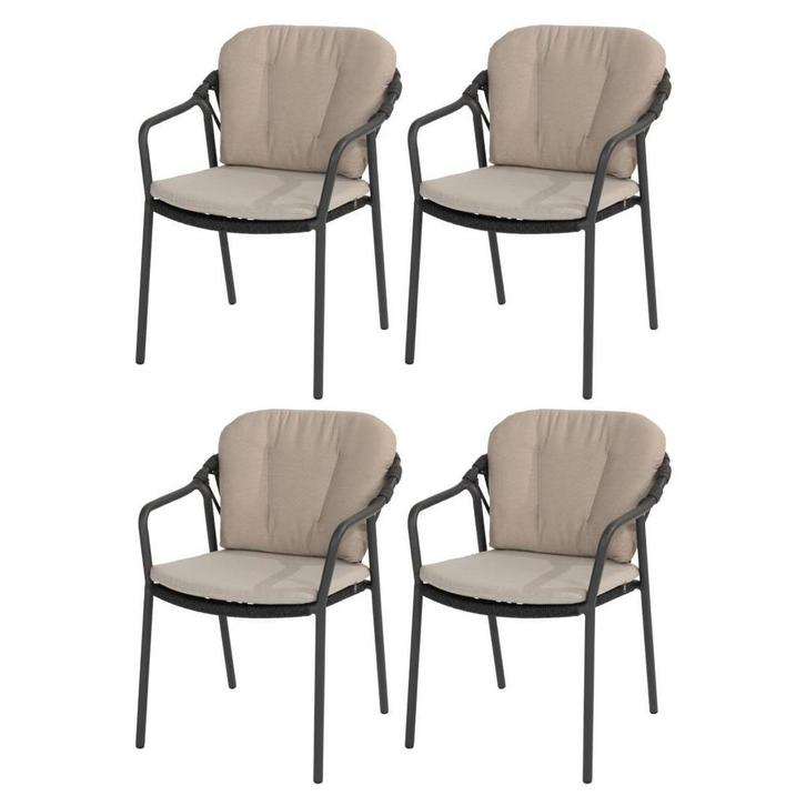 Manitoba stapelbare tuinstoel antraciet Taste 4SO set van 4, Tuin en Terras, Tuinstoelen, Nieuw, Aluminium, Ophalen of Verzenden