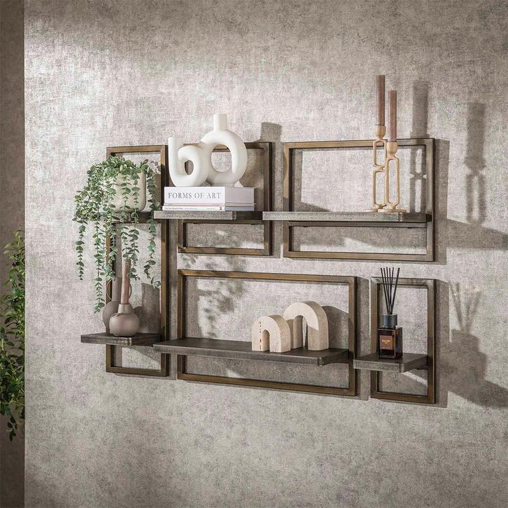 *WOONWINKEL* Wandschap Set Brons Metaal, Huis en Inrichting, Kasten | Overige, Nieuw, Verzenden