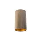 Velours lampenkap taupe met gouden binnenkant 15/15/25, Huis en Inrichting, Lampen | Lampenkappen, Overige kleuren, Nieuw, Minder dan 25 cm