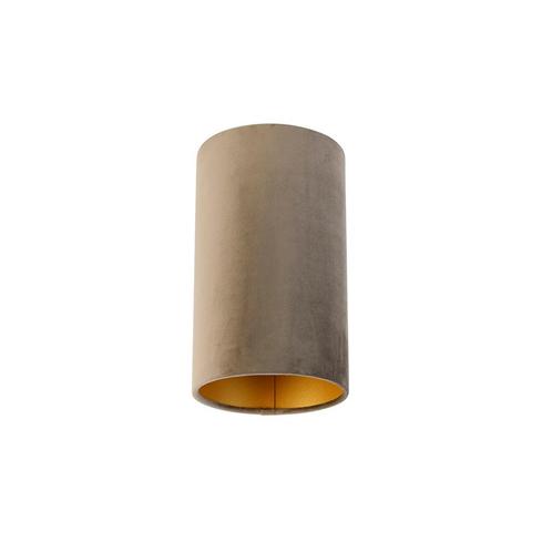 Velours lampenkap taupe met gouden binnenkant 15/15/25, Huis en Inrichting, Lampen | Lampenkappen, Minder dan 25 cm, Overige vormen