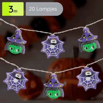Halloween Lichtsnoer Spinnenweb met Heks - 3 Meter - 20 LED beschikbaar voor biedingen