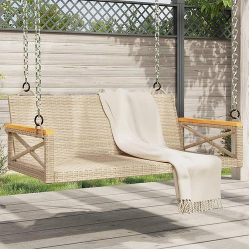 vidaXL Schommelbank 109x62x40 cm poly rattan beige, Tuin en Terras, Tuinbanken, Nieuw, Rotan, Verzenden