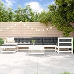 vidaXL 8-delige Loungeset met kussens massief hout wit, Verzenden, Nieuw, 8 zitplaatsen, Loungeset
