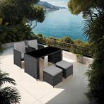 Wicker zitgroep Palermo 2+2+1 - zwart / grijs, Tuin en Terras, Tuinsets en Loungesets, Verzenden, Nieuw