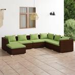 vidaXL 7-delige Loungeset met kussens poly rattan bruin, Tuin en Terras, Verzenden, Nieuw, Rotan, Loungeset