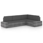 vidaXL 4-delige Loungeset met kussens poly rattan grijs, Verzenden, Nieuw, Rotan, Loungeset