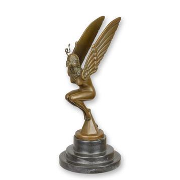 A BRONZE ART DECO WINGED WOMAN CAR MASCOT (Interieur) beschikbaar voor biedingen