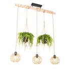 Landelijke hanglamp goud met hout 3-lichts - Yura, Huis en Inrichting, Lampen | Hanglampen, Nieuw, Overige materialen, Landelijk