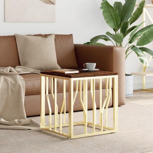 vidaXL Salontafel roestvrij staal en massief gerecycled hout, Huis en Inrichting, Tafels | Salontafels, Nieuw, 50 tot 100 cm, Metaal