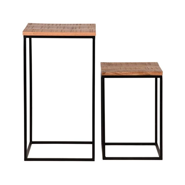 LABEL51 Bijzettafel Vintage - Rough - Mangohout, Huis en Inrichting, Tafels | Bijzettafels, Nieuw, Ophalen of Verzenden