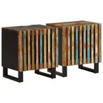 vidaXL Nachtkastjes 2 st 40x34x46 cm massief gerecycled hout, Huis en Inrichting, Verzenden, Nieuw, Hout