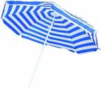 Benson Strandparasol - wit/blauw print - Ø 160 cm -, Tuin en Terras, Bloempotten, Verzenden, Nieuw