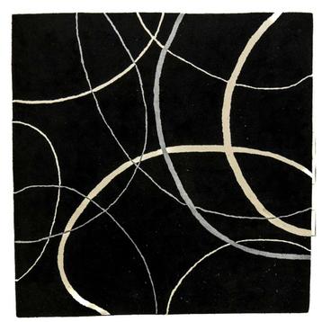 Modern Tapijt met Abstract Wit en Grijze Lijnen beschikbaar voor biedingen
