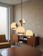 Plafondlamp - Glas, Metaal - Hanglamp Mid-Century - vier, Antiek en Kunst