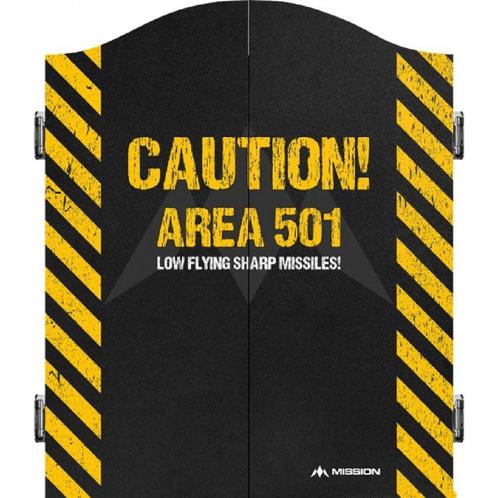 Mission Dartbord Deluxe Cabinet Caution, Sport en Fitness, Darts, Nieuw, Verzenden