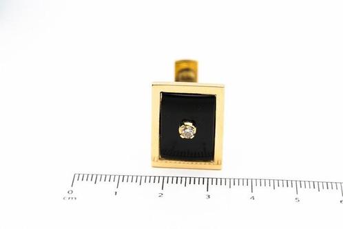 Manchetknopen - 18 karaat Geel goud Onyx - Diamant, Sieraden, Tassen en Uiterlijk, Antieke sieraden