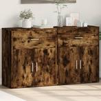 vidaXL Dressoirs 2 st 60x31x70 cm bewerkt hout gerookt, Huis en Inrichting, Kasten | Dressoirs, Minder dan 50 cm, Verzenden, Nieuw