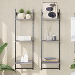 vidaXL Wandschappen 3-laags met stangen 2 st 30x25x100 cm, Huis en Inrichting, Woonaccessoires | Wandplanken en Boekenplanken
