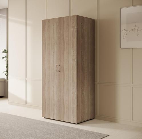 Kledingkast 80cm eiken | 2 Scharnierdeuren Garderobekast, Huis en Inrichting, Kasten | Vitrinekasten, 50 tot 75 cm, Nieuw, 150 tot 200 cm