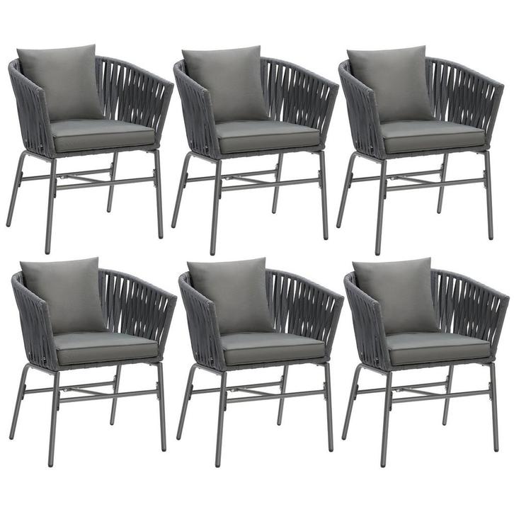 Stoelset Valeiras in rope-design, dikke kussens, 60x61x77cm, Tuin en Terras, Overige Tuin en Terras, Verzenden