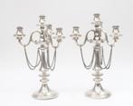 Twee vierlichts kandelabers, Holland, Voorschoten, 1877, Zilver