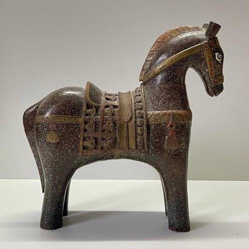 sculptuur, Rajasthan Ghodi Wedding Horse - 30 cm - Hout, Antiek en Kunst, Curiosa en Brocante