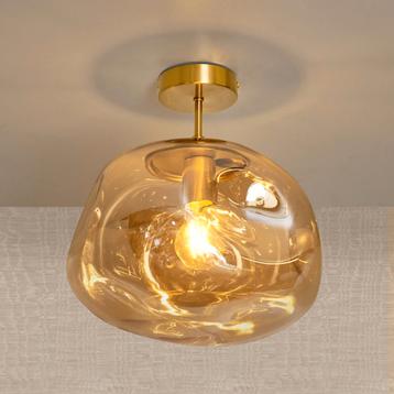 Glazen Plafondlamp Goud met Amberglas – Marly beschikbaar voor biedingen