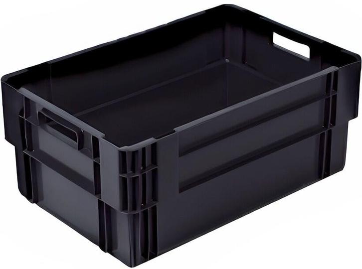 Nestbare stapelkrat 600x400x420mm zwart gesloten, nieuw -, Doe-het-zelf en Verbouw, Kratten en Dozen, 50 tot 75 cm, Nieuw, Krat