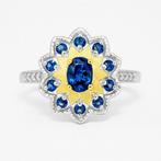 Zonder Minimumprijs - Ring Verguld Saffier - 18kt goud, Sieraden, Tassen en Uiterlijk, Ringen, Nieuw