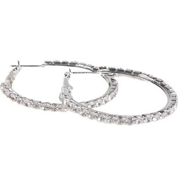 Oorbellen - Zilverkleurig met 3mm Heldere Strass - 35mm - Ca beschikbaar voor biedingen