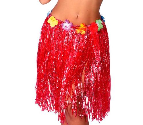 Hawaii Rok Bloemen Rood 50cm, Kinderen en Baby's, Carnavalskleding en Verkleedspullen, Nieuw, Verzenden