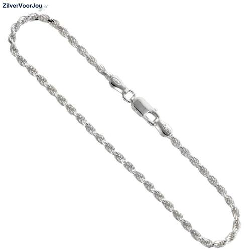Zilveren rope armbandje 18 cm 3 mm, Sieraden, Tassen en Uiterlijk, Armbanden, Zilver, Nieuw, Zilver, Verzenden