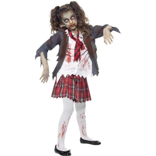 Horror schoolmeisje verkleedkleding voor meiden - Zombie k.., Kinderen en Baby's, Carnavalskleding en Verkleedspullen, Verzenden