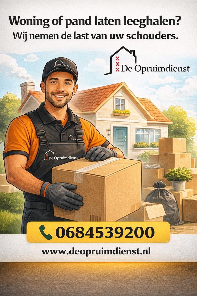 Woningontruiming Amsterdam | Huis ontruimen-Zolder leegmaken, Diensten en Vakmensen, Verhuizers en Opslag, Bedrijfsverhuizingen