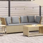 vidaXL Tuinbank met kussens poly rattan beige, Tuin en Terras, Verzenden, Nieuw, Rotan