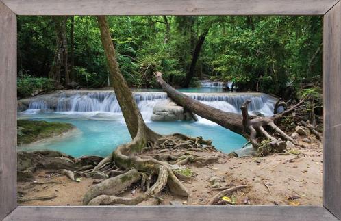 lijst ht waterval bos 140x90cm Tuindoek, Verzamelen, Posters, Nieuw, Verzenden